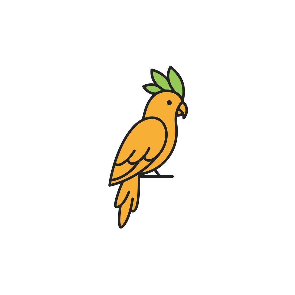 Cartoon bird with a green crown on its head logo design vector