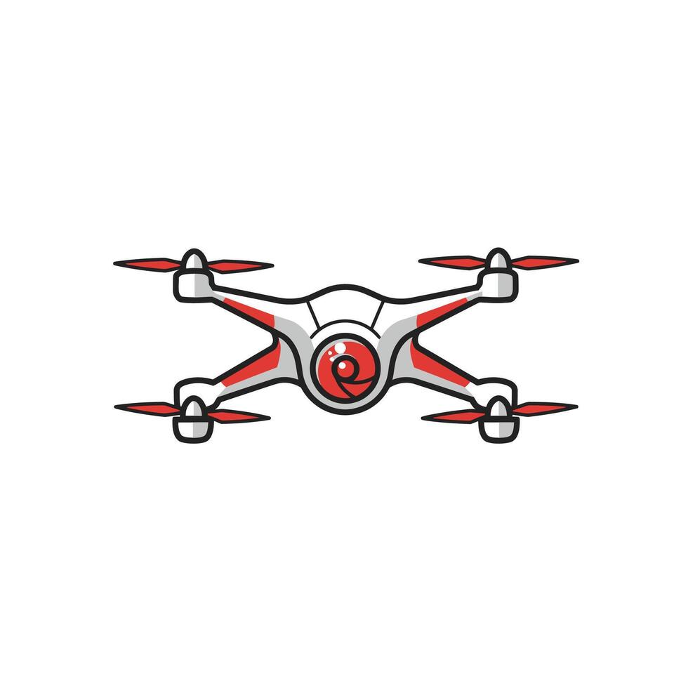 Red and white drone logo design on a white background vector