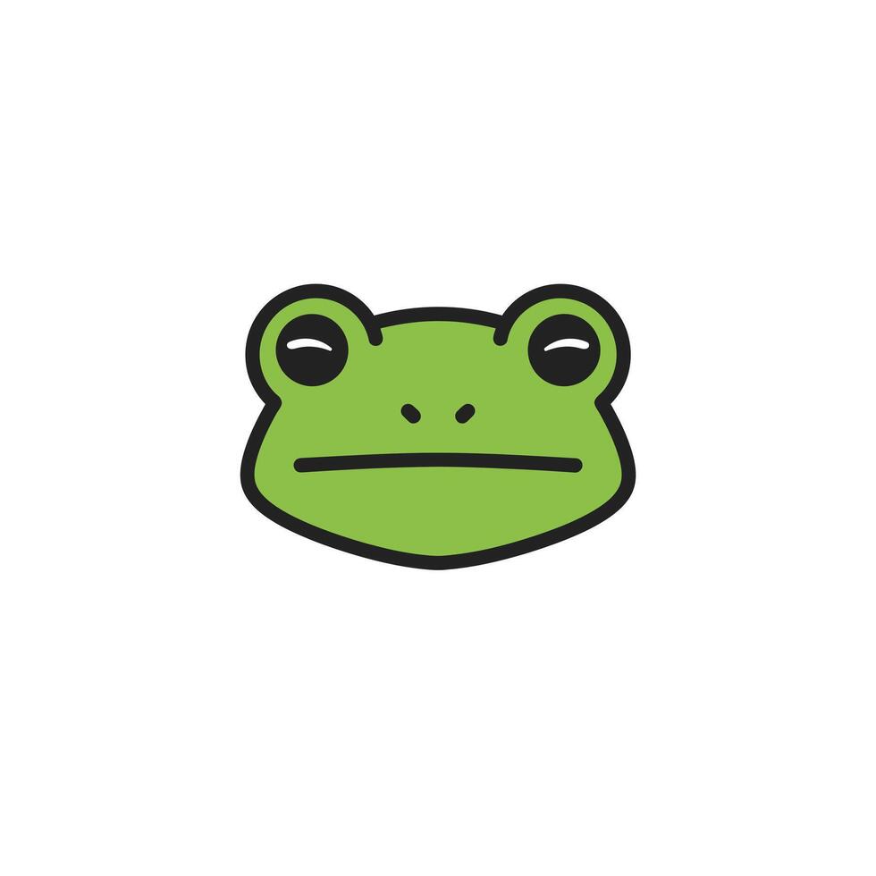 Green frog head with black eyes logo design vector