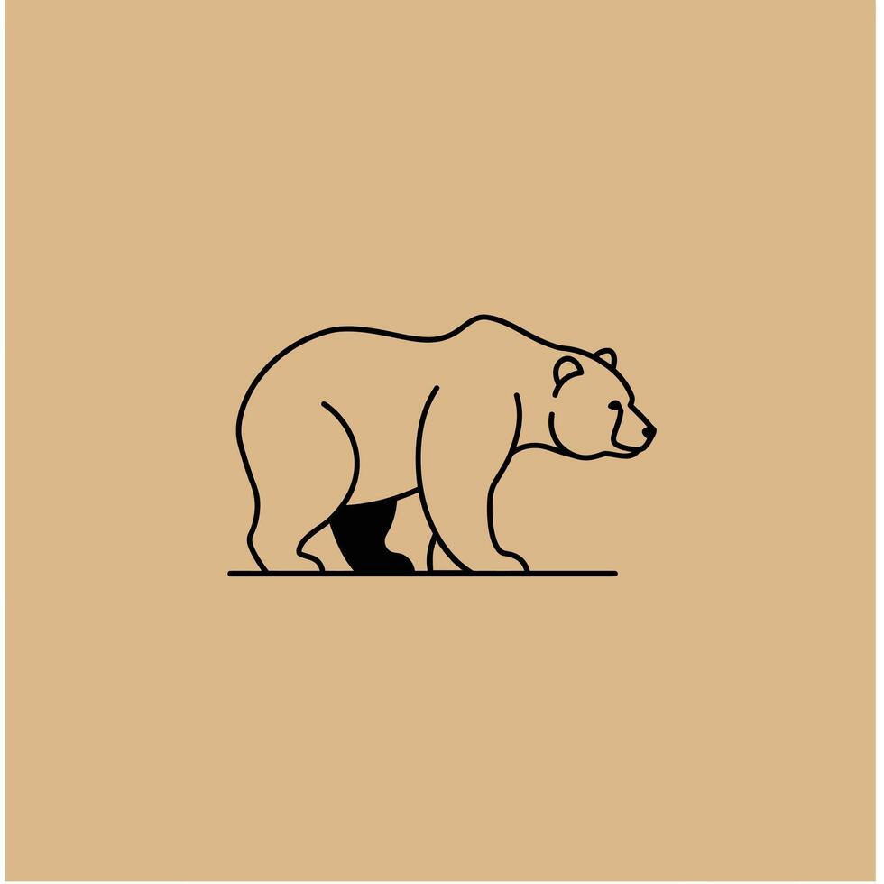 Bear standing logo design on a brown background vector