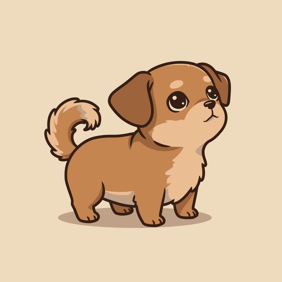Cartoon dog with brown fur logo design vector