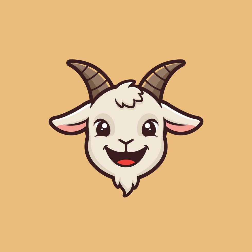 Goat head with horns logo design vector