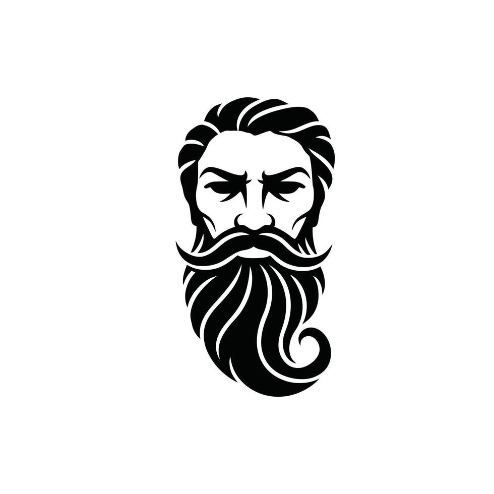 Man with a long beard and mustache logo design vector