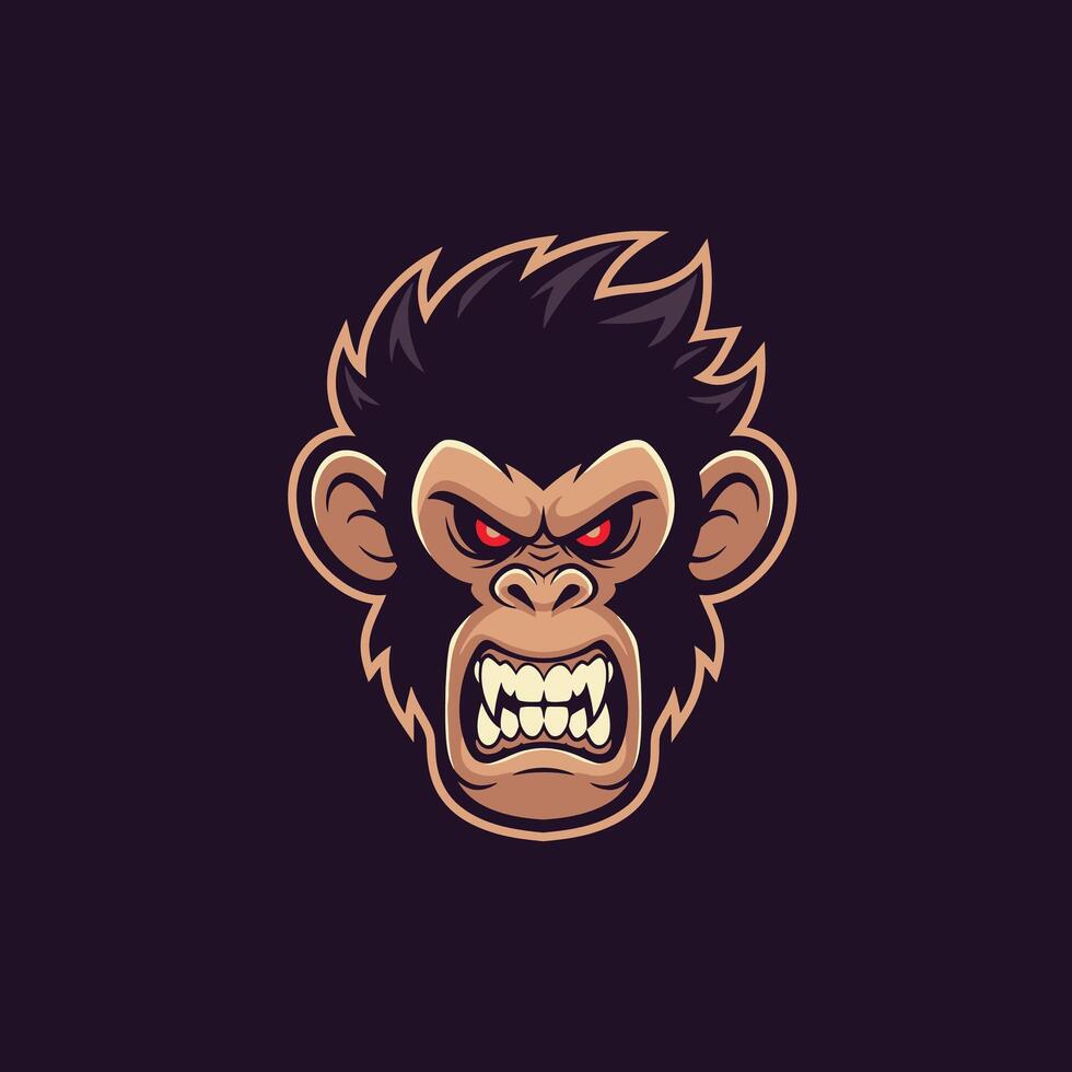 Angry monkey head logo design vector