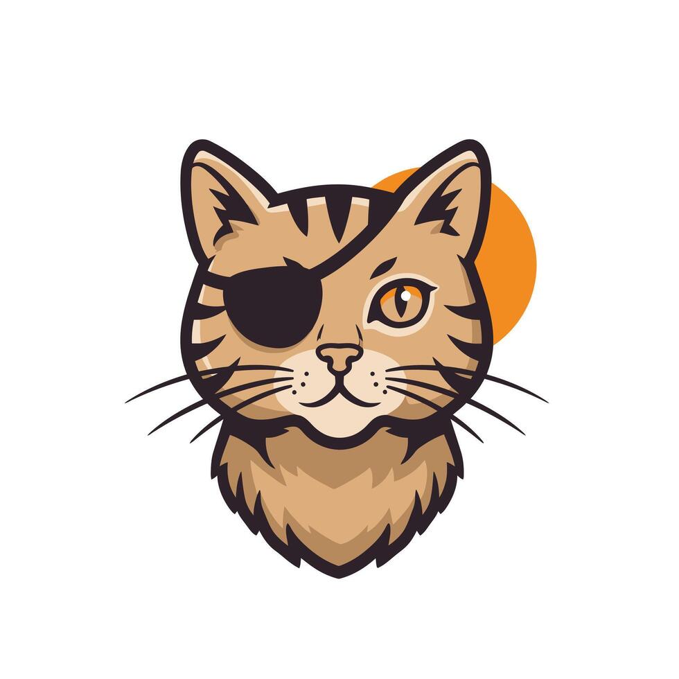 Cat wearing an eye patch logo design vector