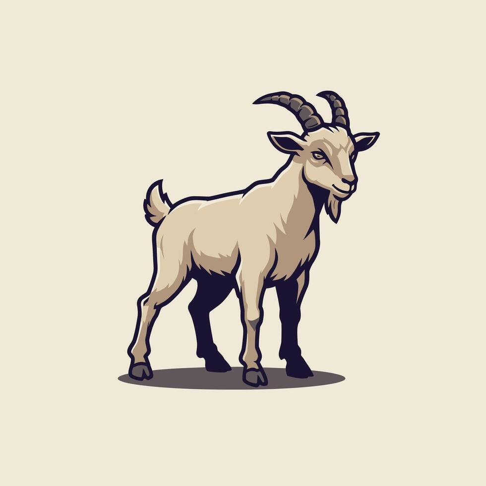 Goat logo design on a beige background vector