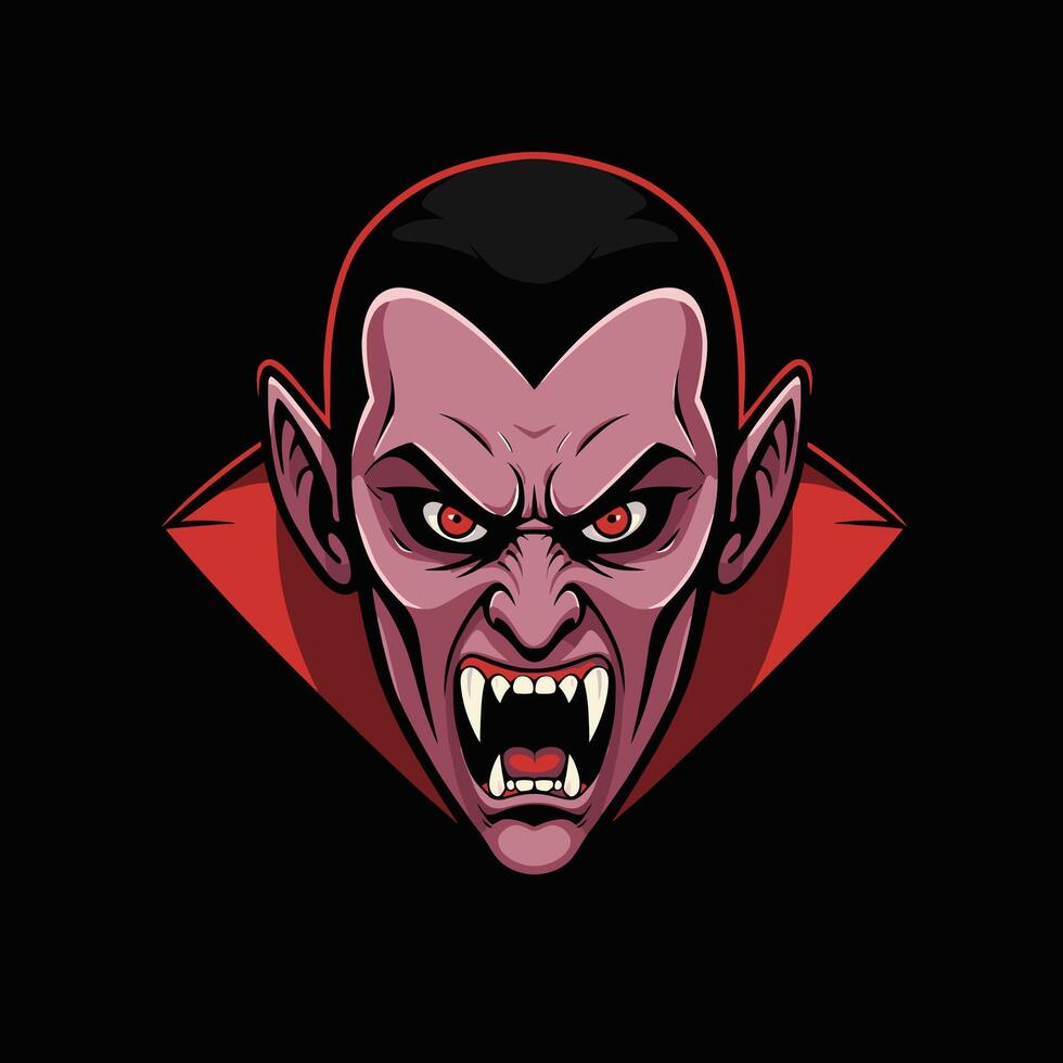 Vampire mascot head logo design on black background vector