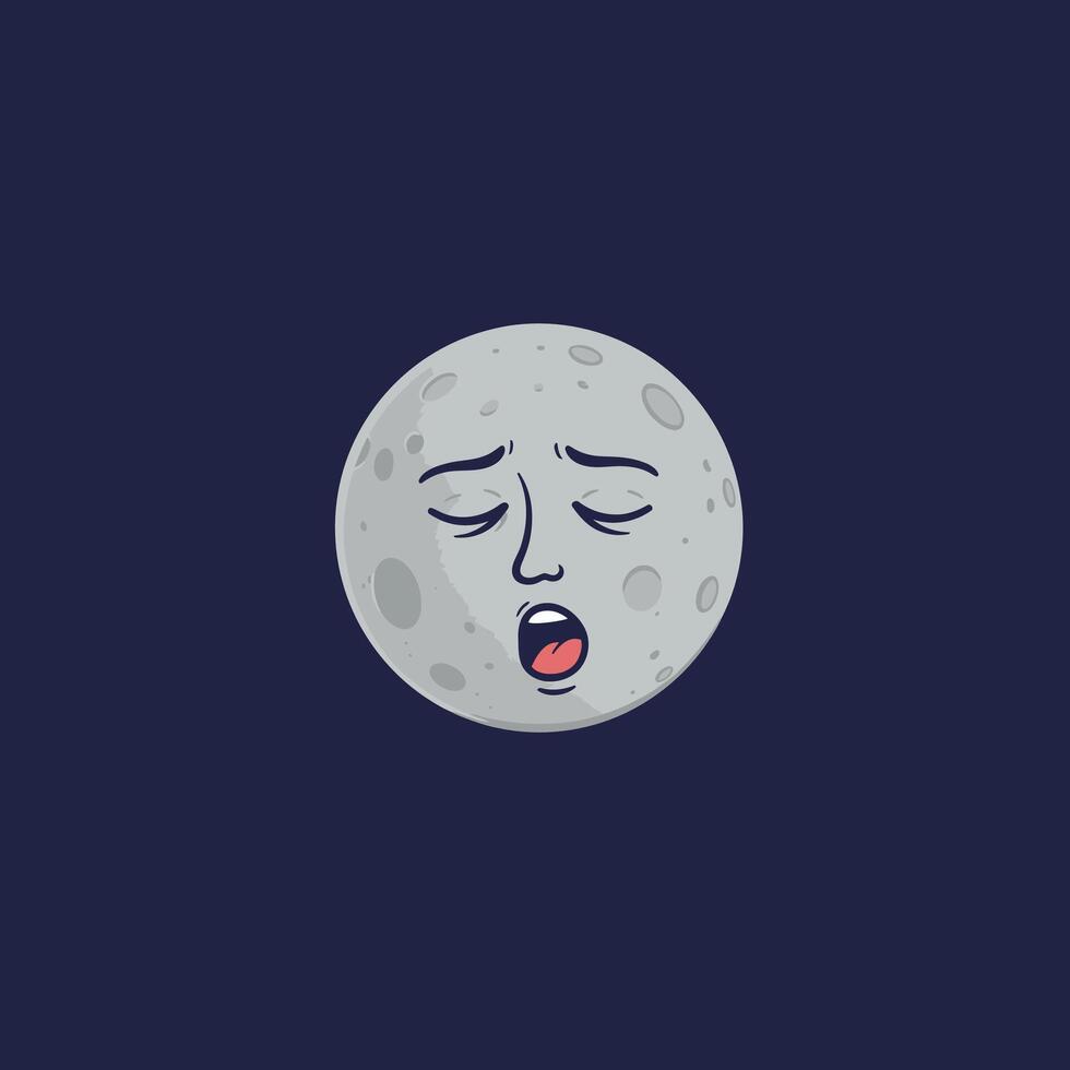 Cartoon moon with its eyes closed logo design vector