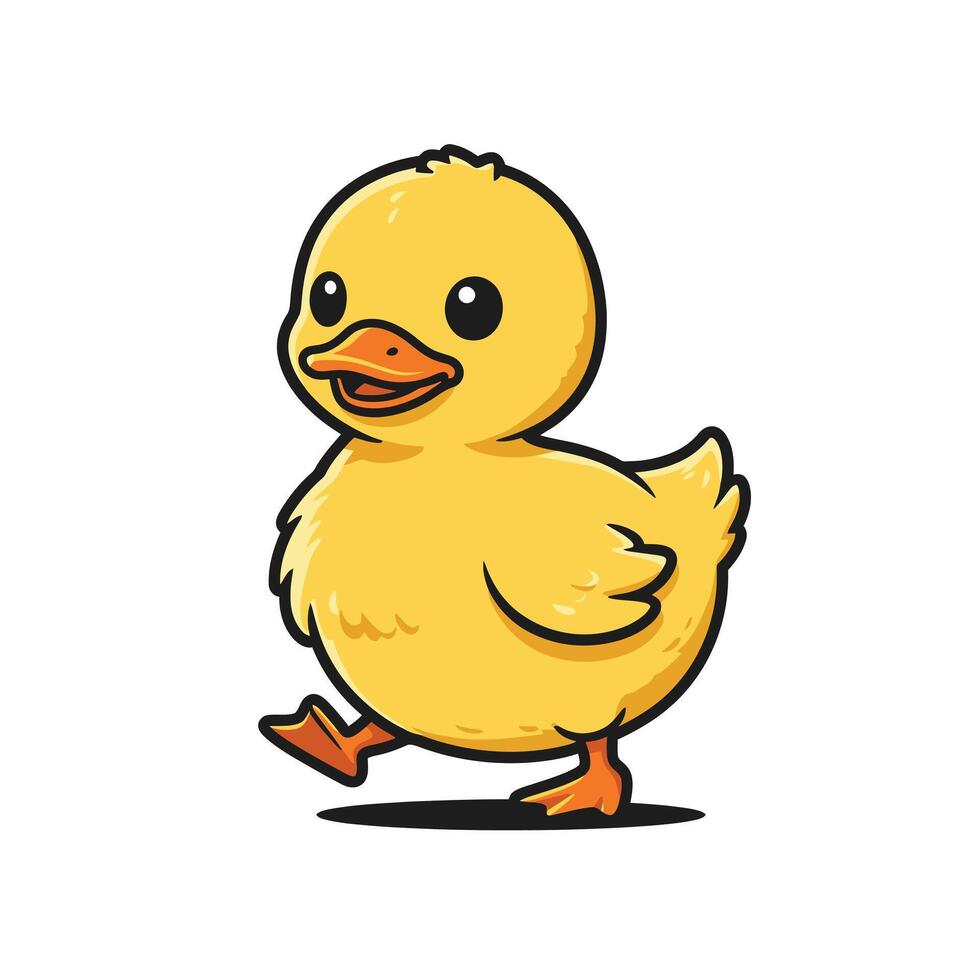 Cartoon duck walking logo design on a white background vector