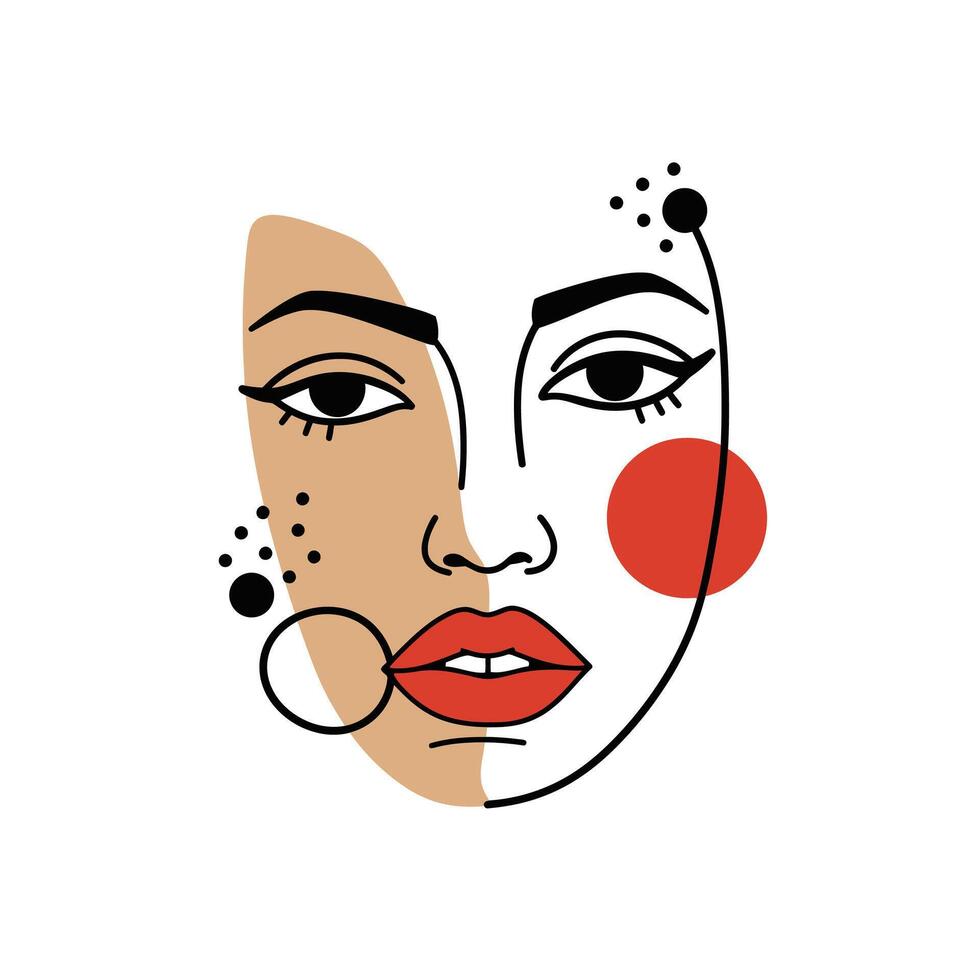 Woman's face logo design in multiple color schemes vector