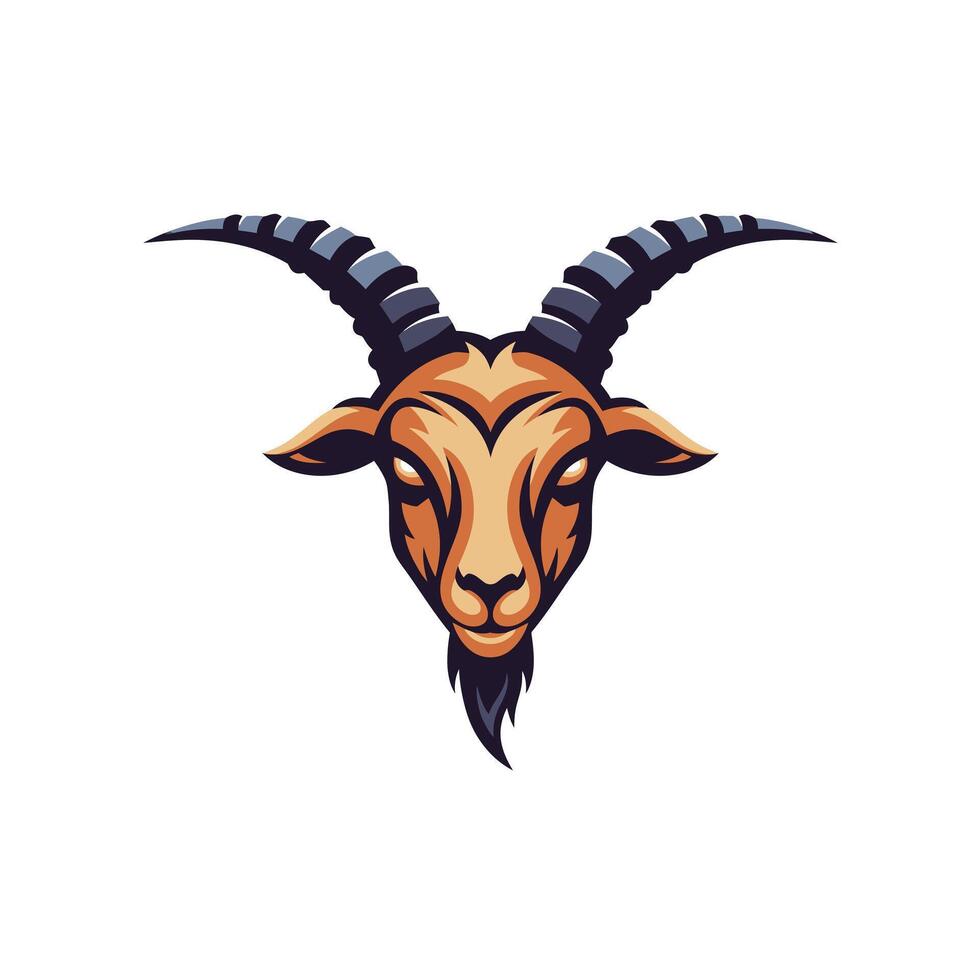 Front profile of a goat head mascot logo design vector