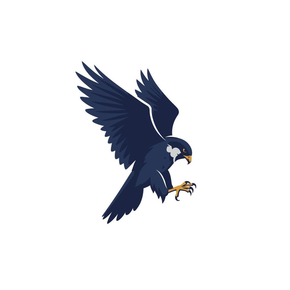 Blue bird flying with its wings spread out logo design vector