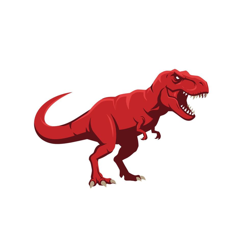 Red t-rex dinosaur logo design vector