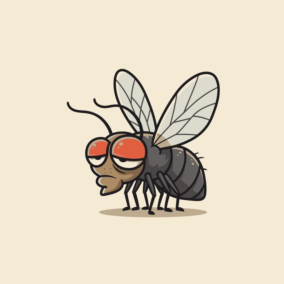 Cartoon fly with red eyelids logo design vector