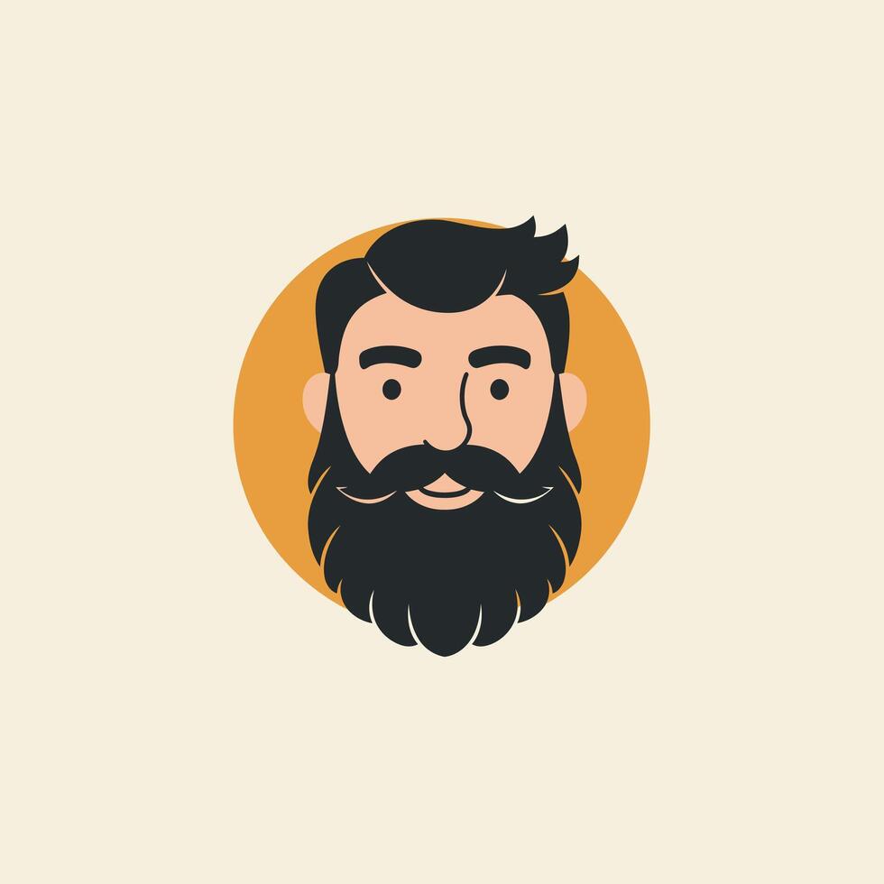 Man with a beard and mustache logo design vector