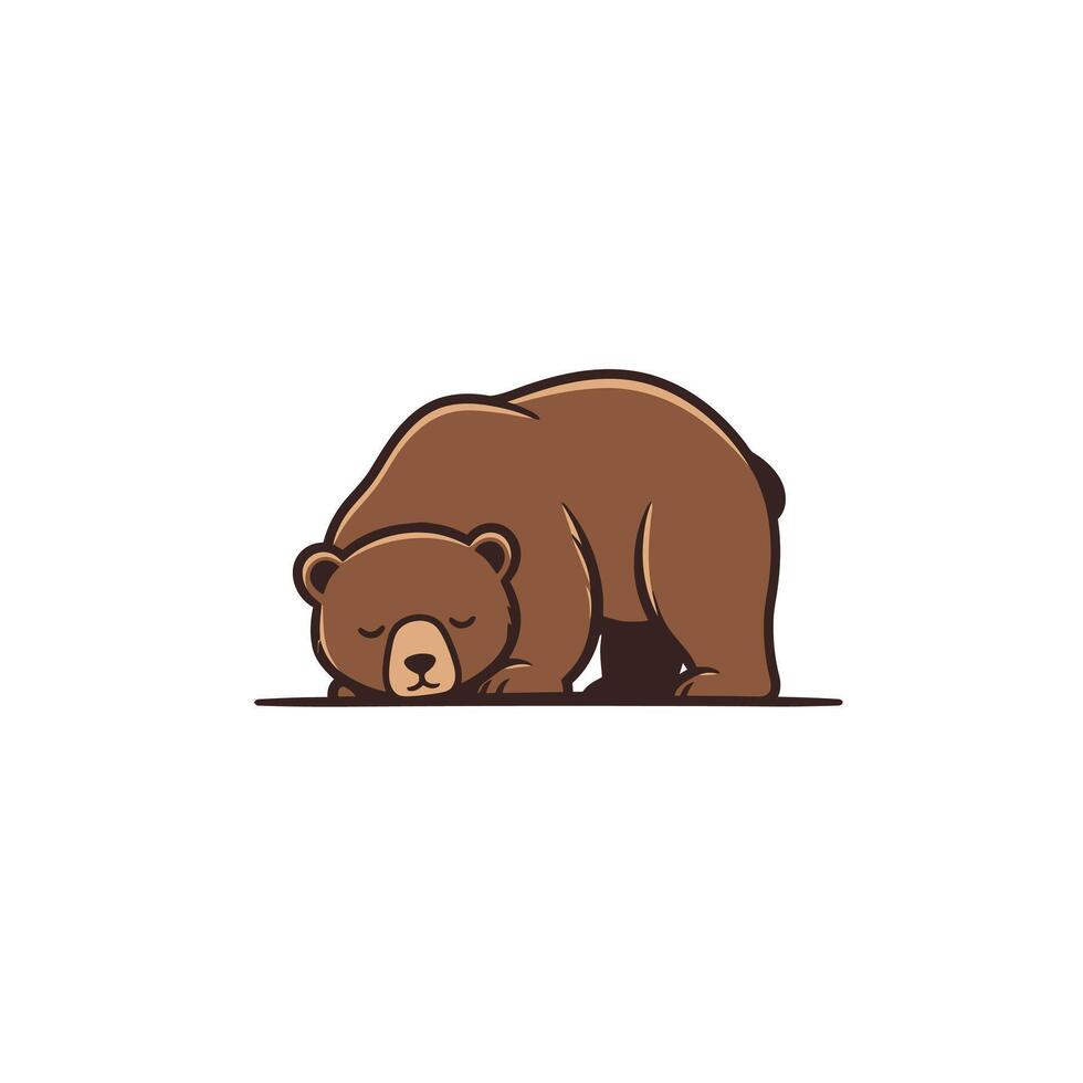 Bear sleeping with its head down logo design vector