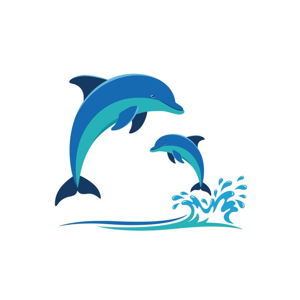 Logo design of dolphins jumping out of the water vector