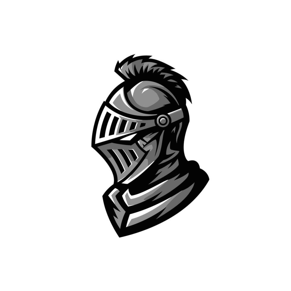 Knight helmet with a mohawk on it logo design vector
