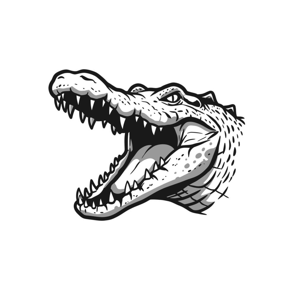 Alligator head with its mouth open logo design vector