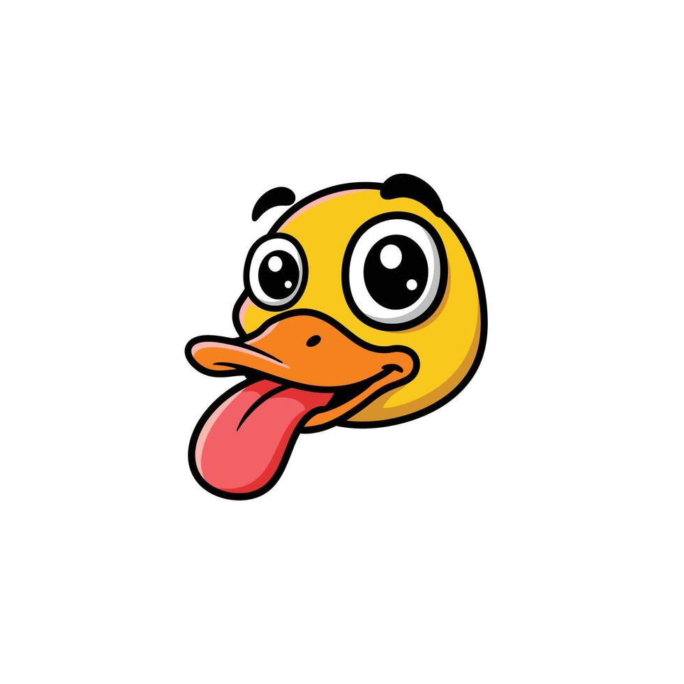 Cartoon duck with its tongue out logo design vector