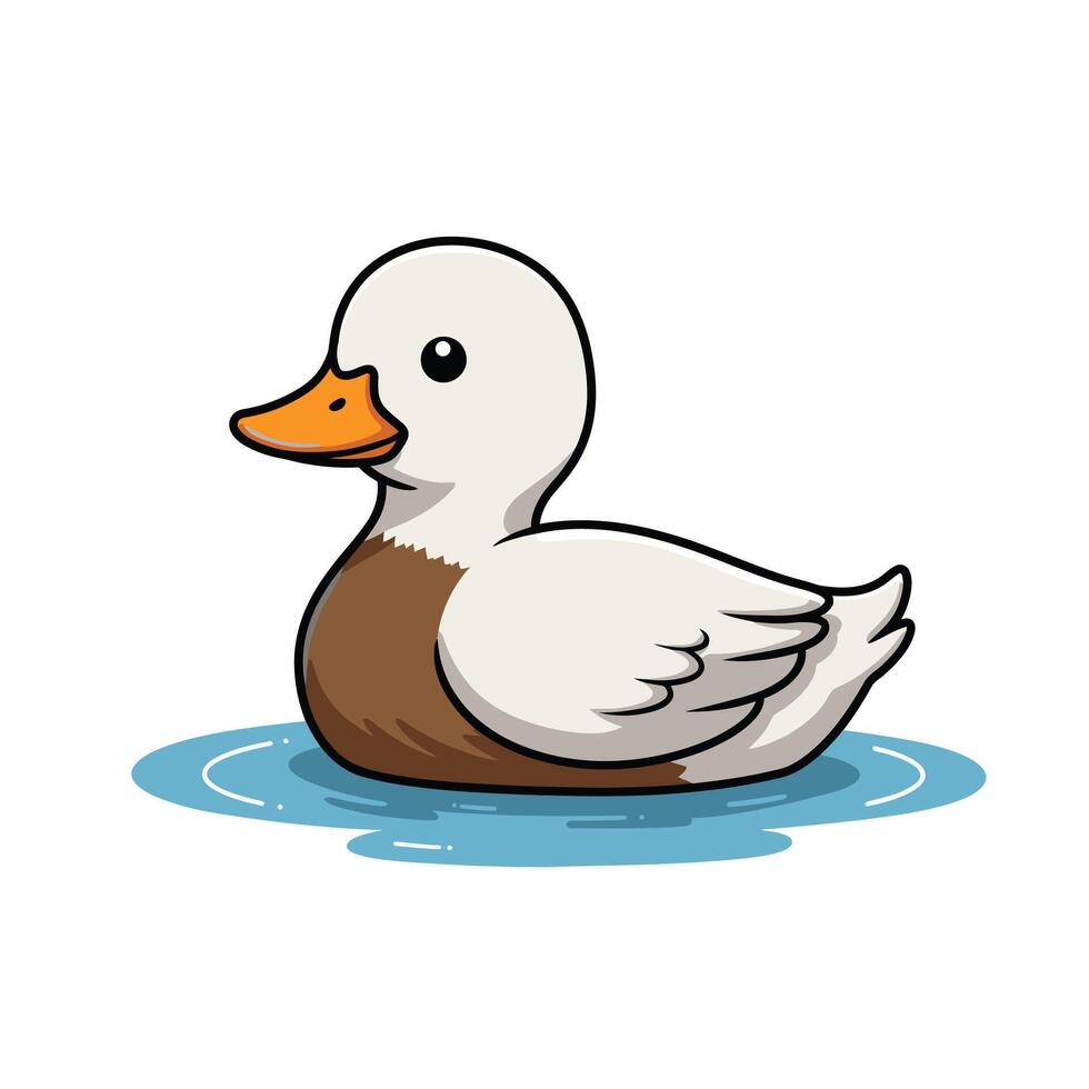 Cartoon duck floating in water logo design vector