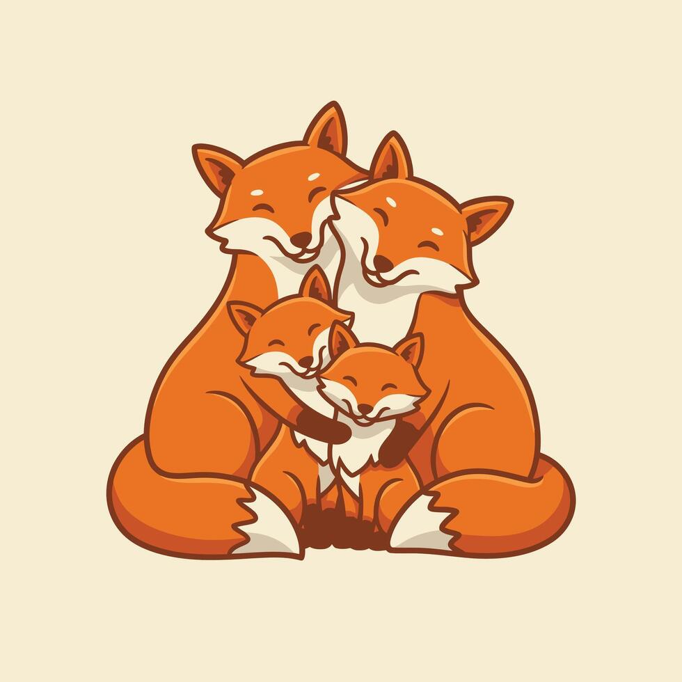 Family of foxes logo design vector