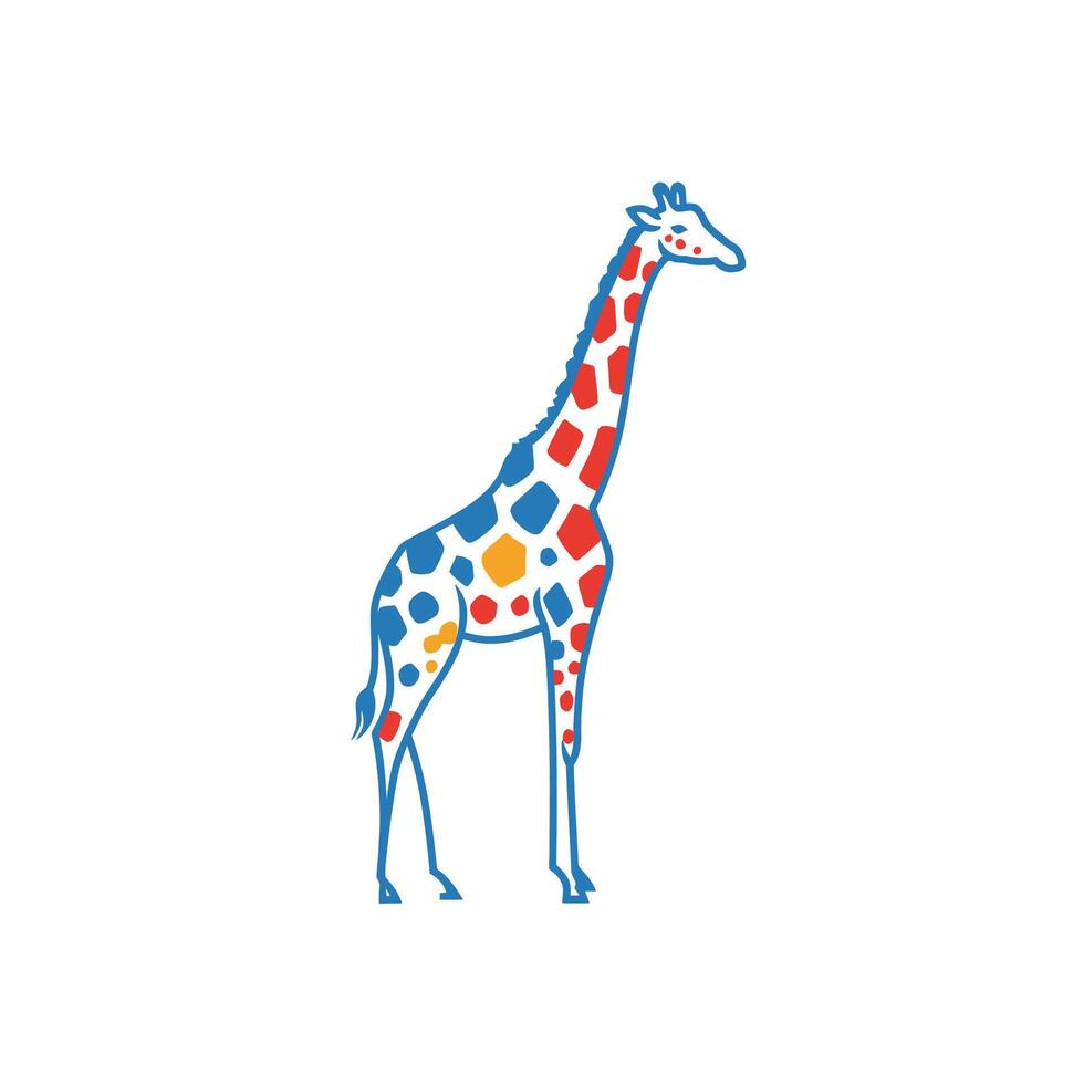 Giraffe with colorful spots logo design vector
