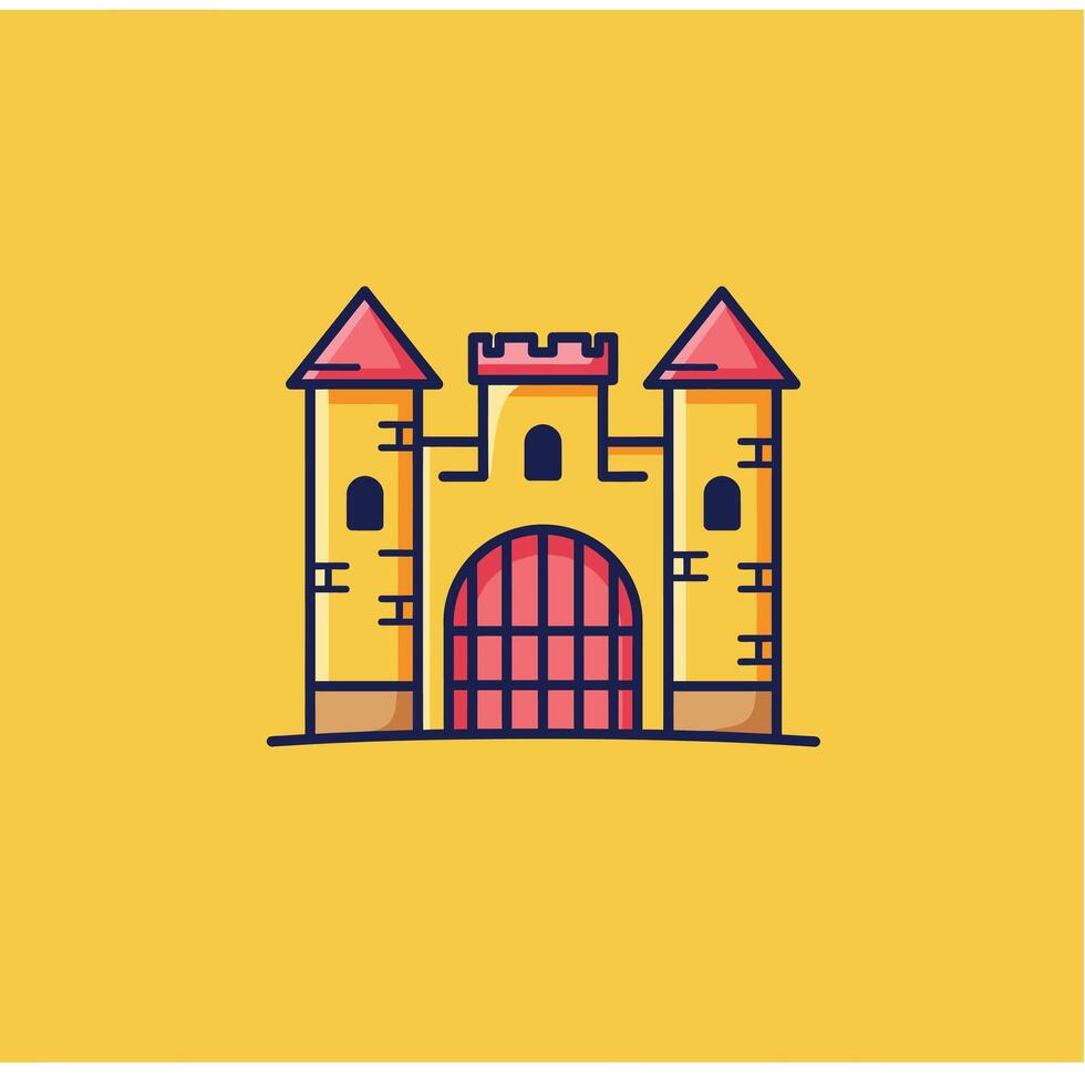 Castle logo design on a yellow background vector
