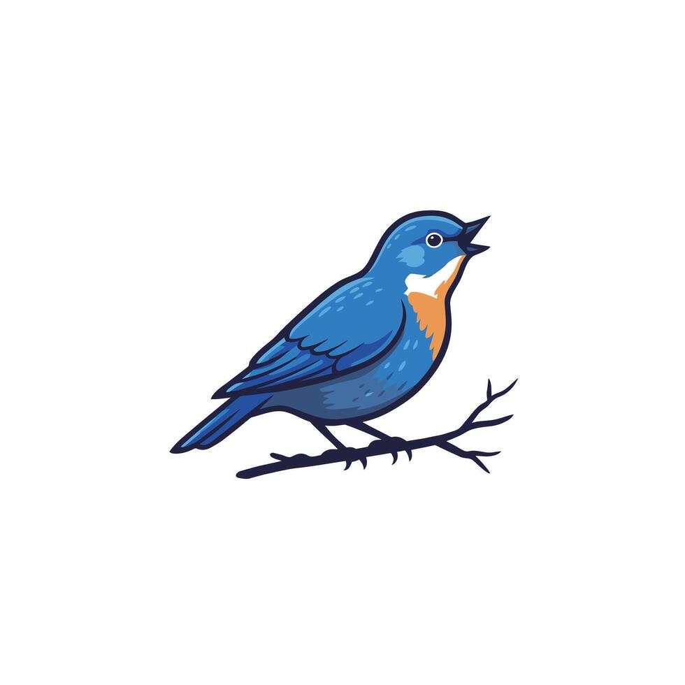 Blue bird on a branch logo design on a white background vector