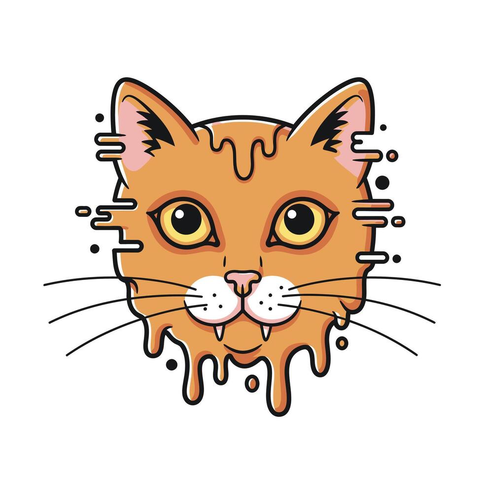 Cat with a dripping face logo design on a white background vector