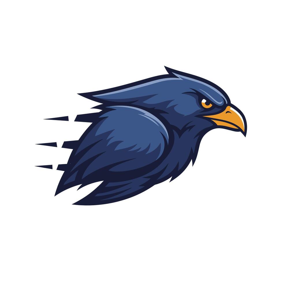Blue bird with yellow beak logo design vector