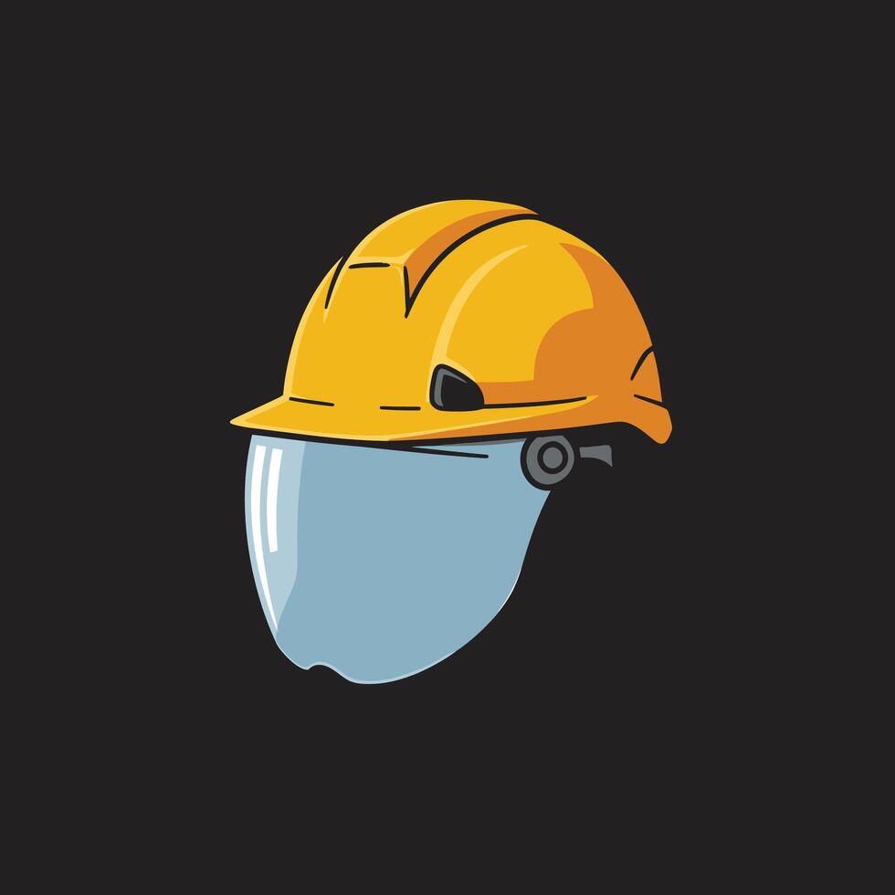 Yellow hard hat with a blue visor logo design vector