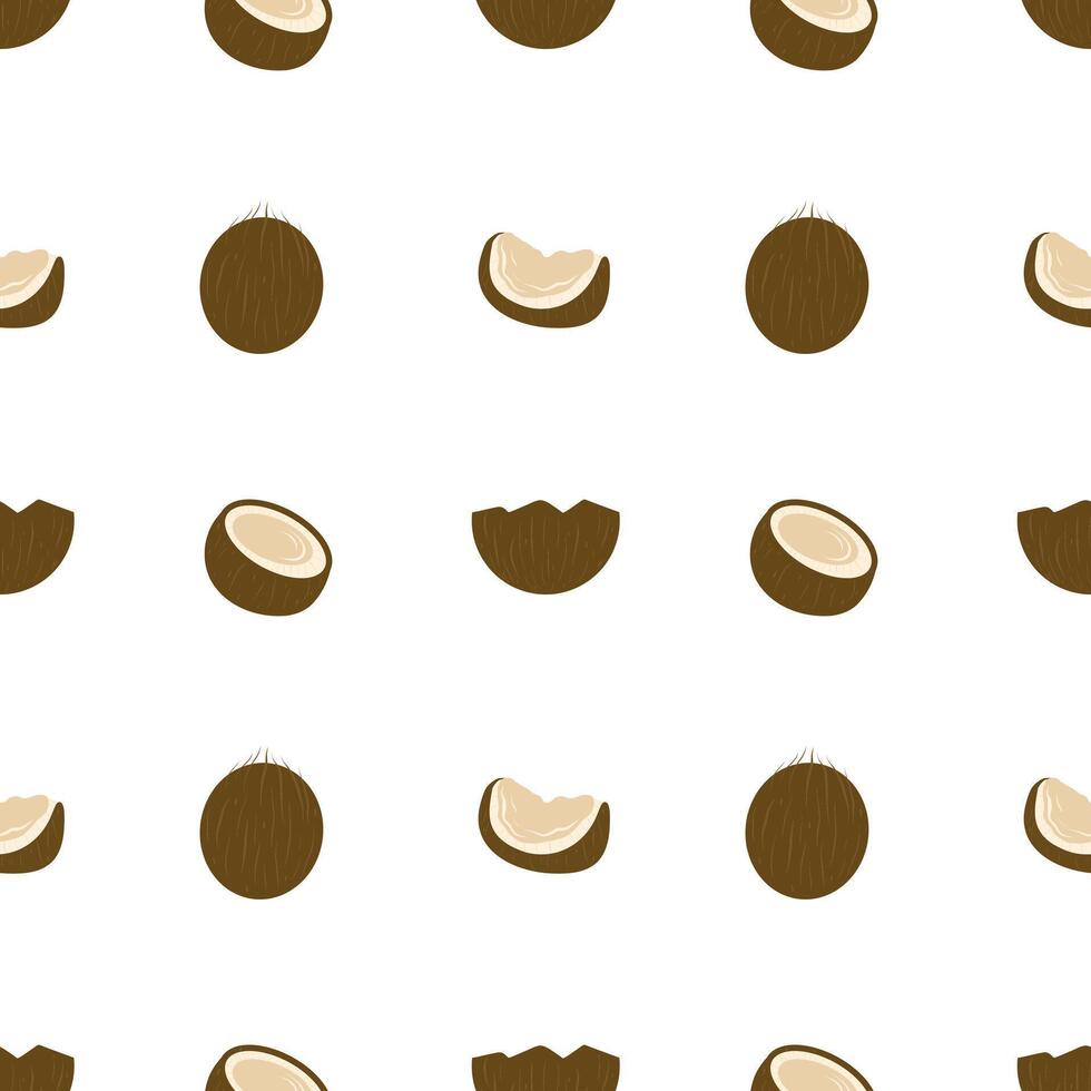 Coconut fruits seamless pattern, tropical fruit pattern on a white background vector