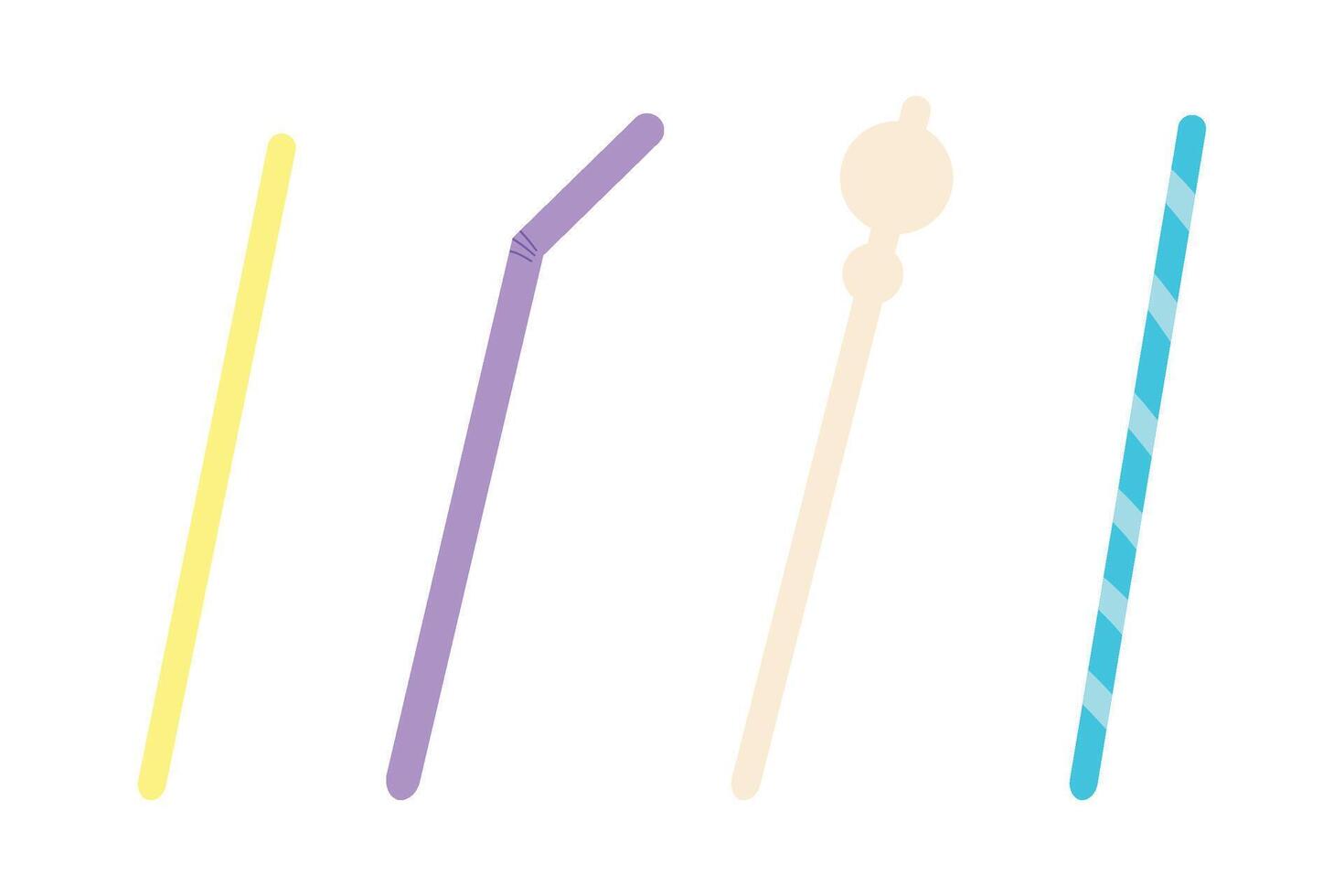 Colorful drinking straws set, reusable straws vector