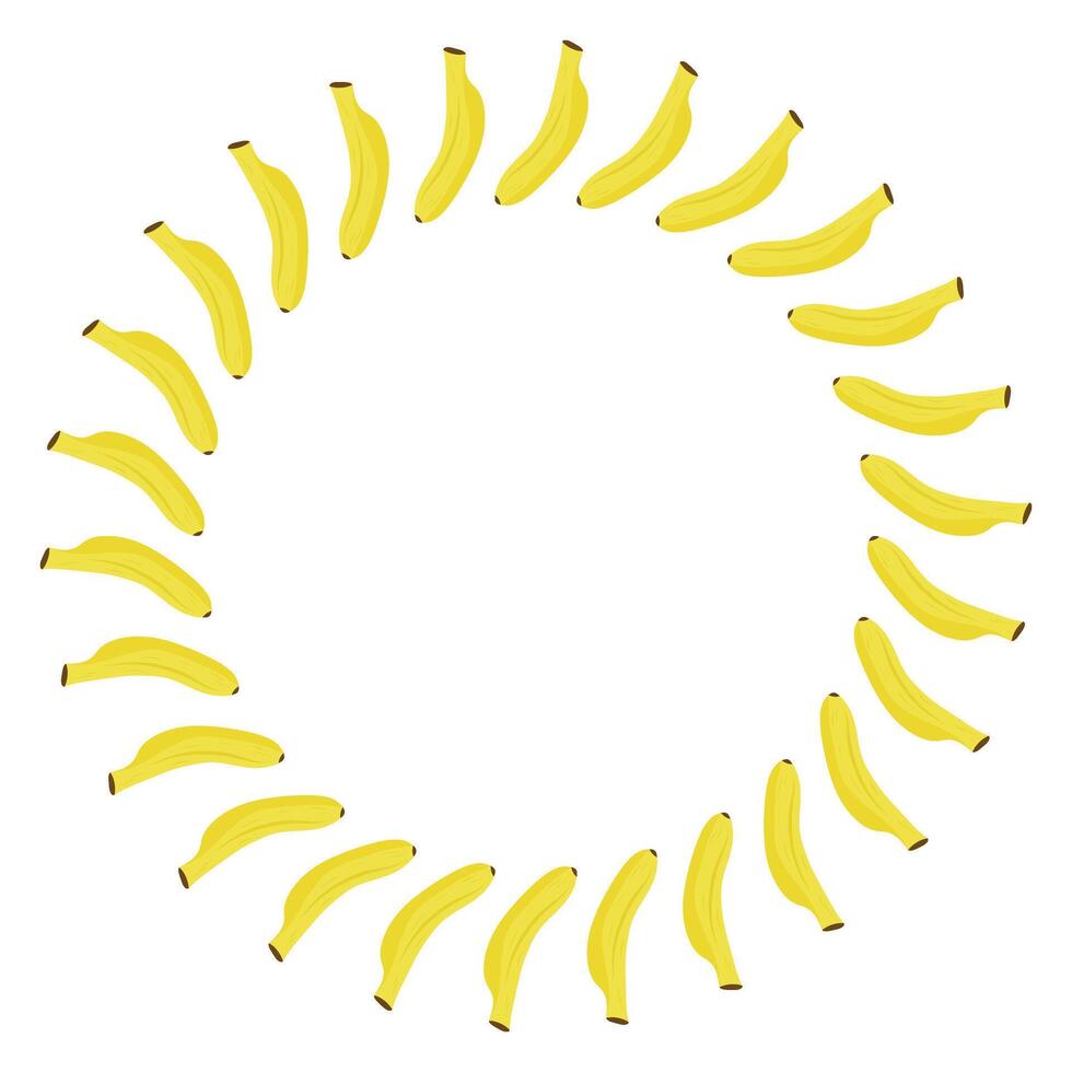 Banana wreath, Cartoon banana frame in round wreath shape. Yellow tropical fruit, food design, fruit decor and healthy eating concepts vector