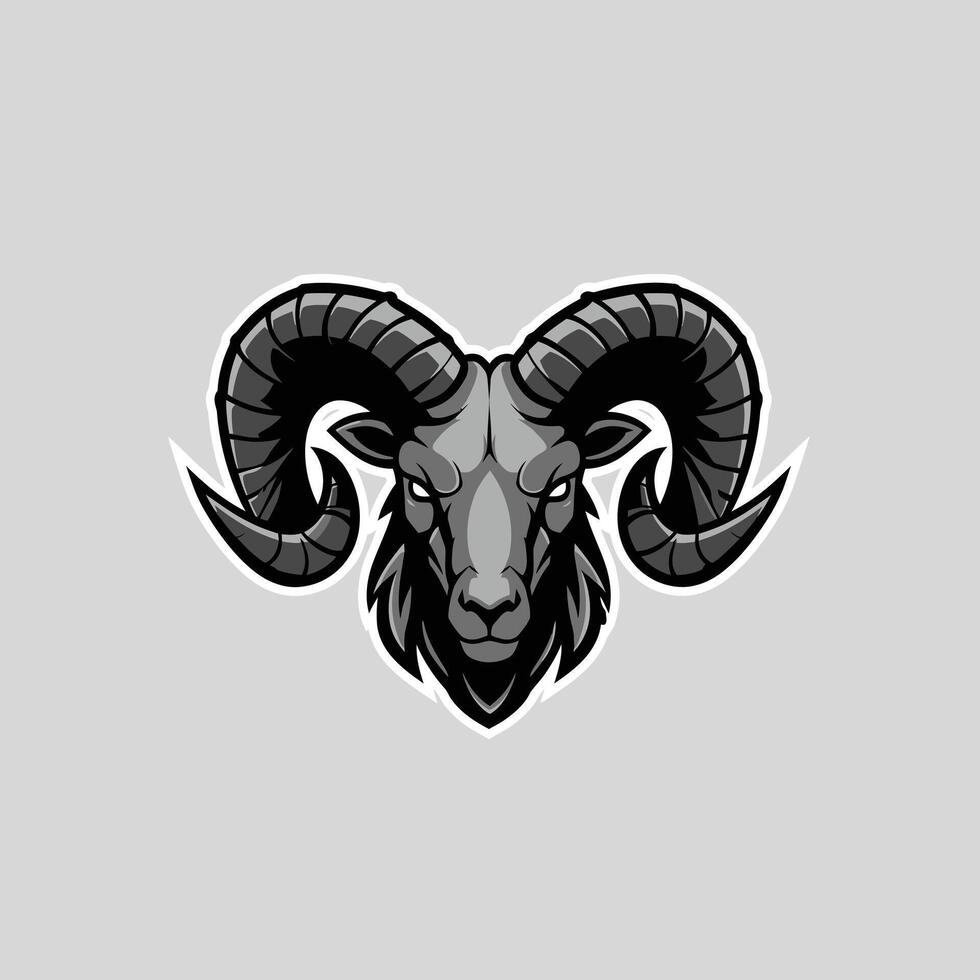 Ram head logo design on a grey background vector