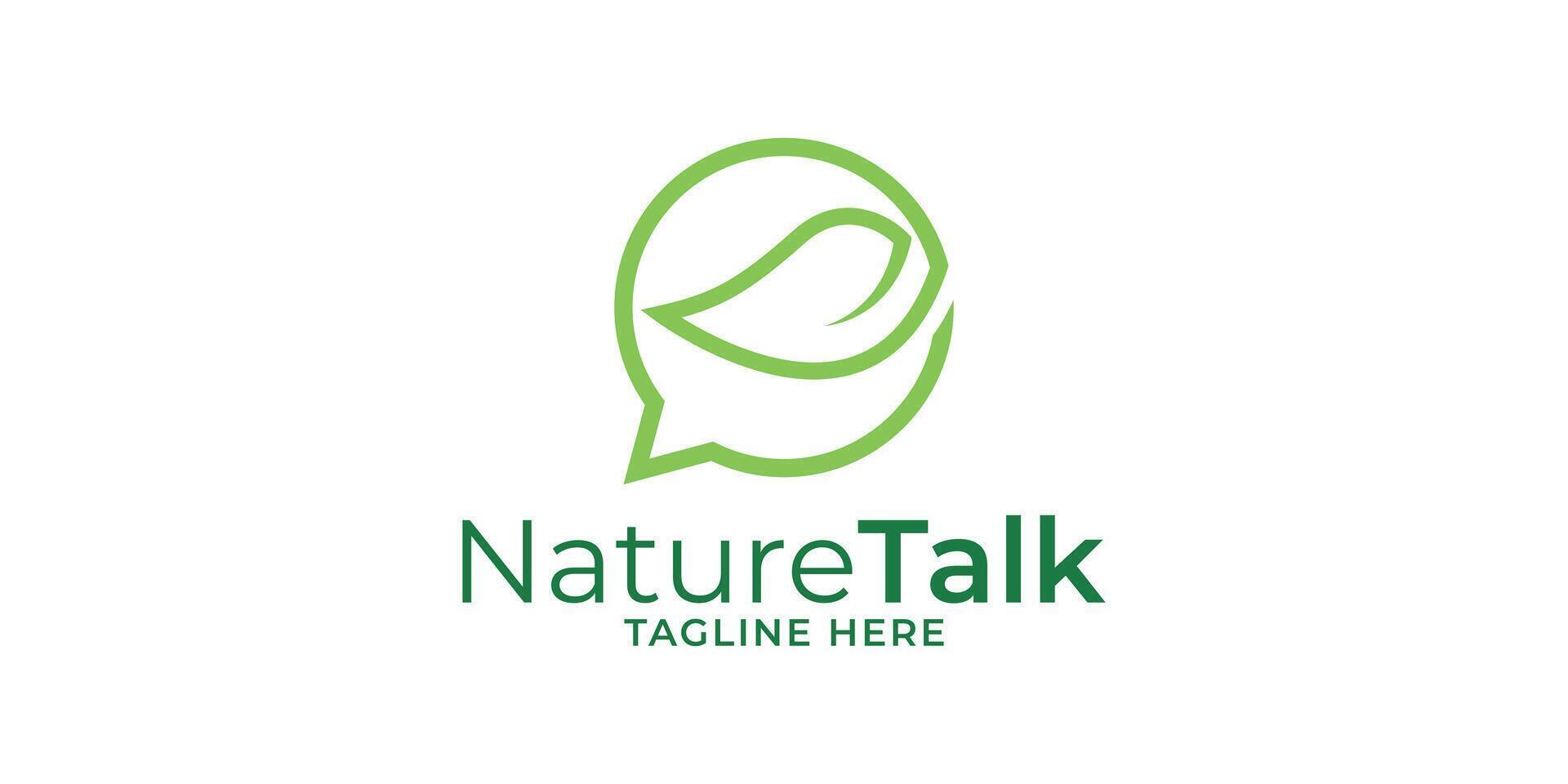 Talk Nature Line Art Logo Design Template vector