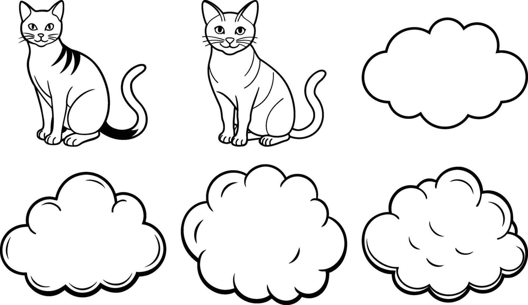 Two Cute Cats and Speech Bubbles for Text vector