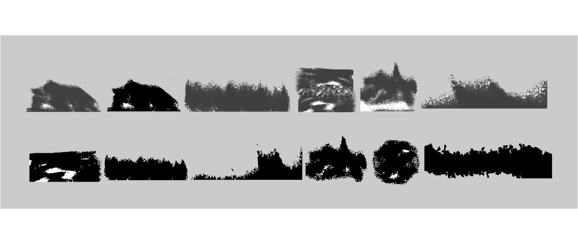 Grunge Silhouette Landscape Brush Stroke , Rough Textured Edge Design vector