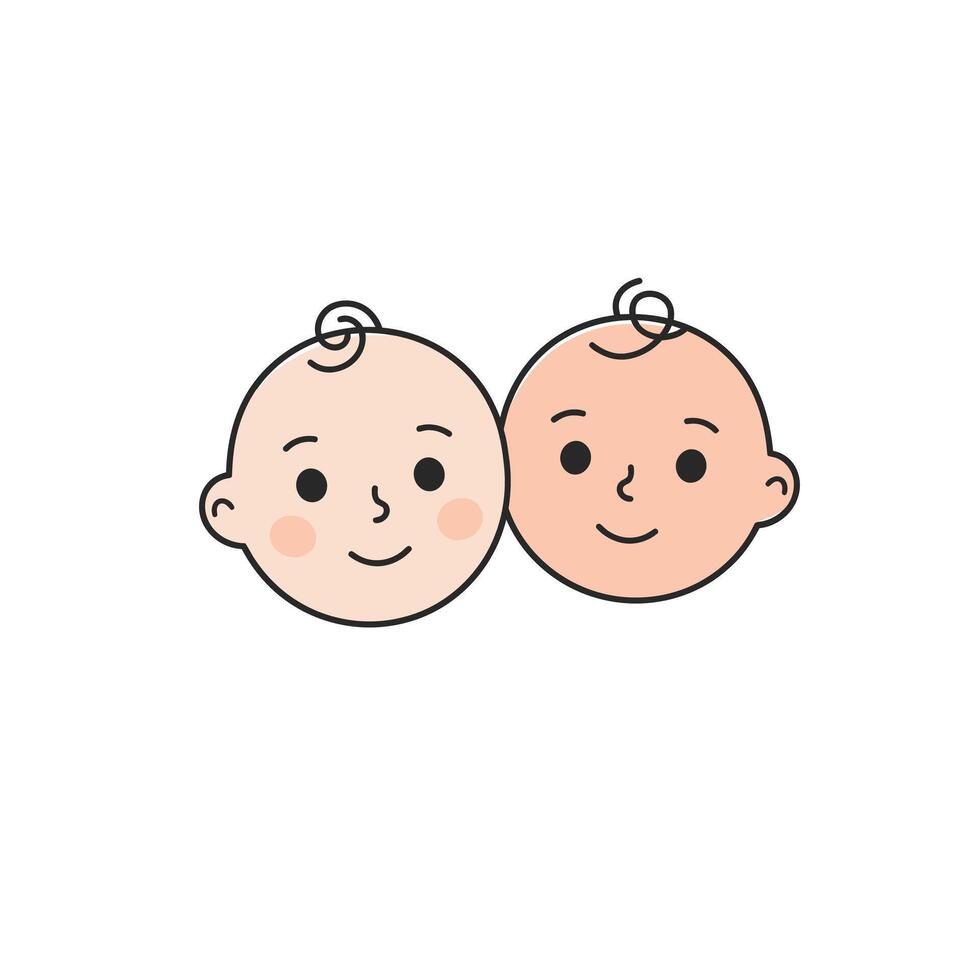 Two baby faces logo design on a white background vector