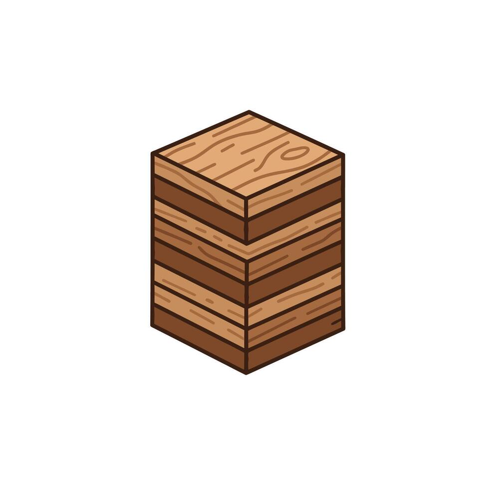 Wooden block logo design in two shades of brown vector