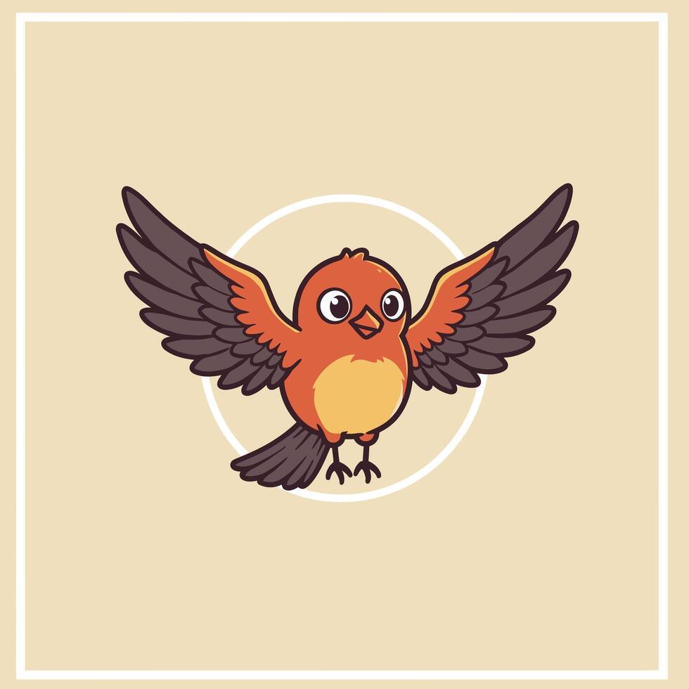 Multi color cartoon bird flying in the air logo design vector