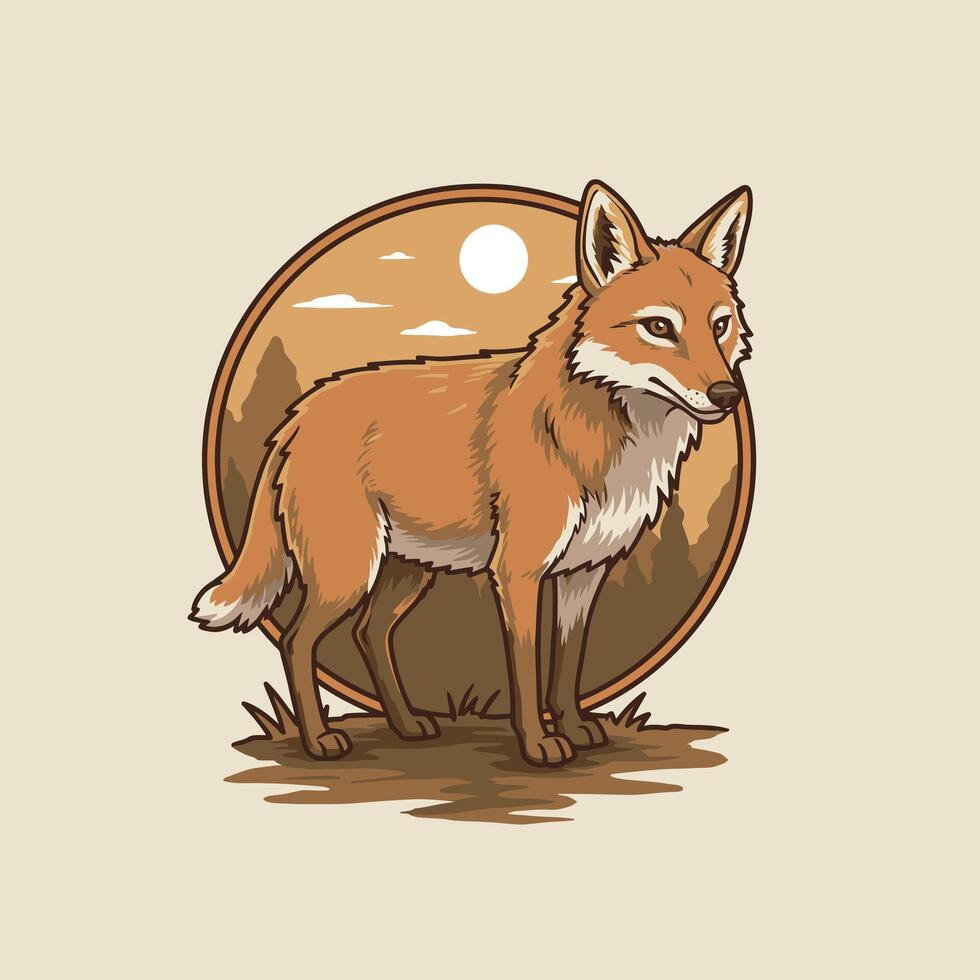 Fox in the wild logo design vector