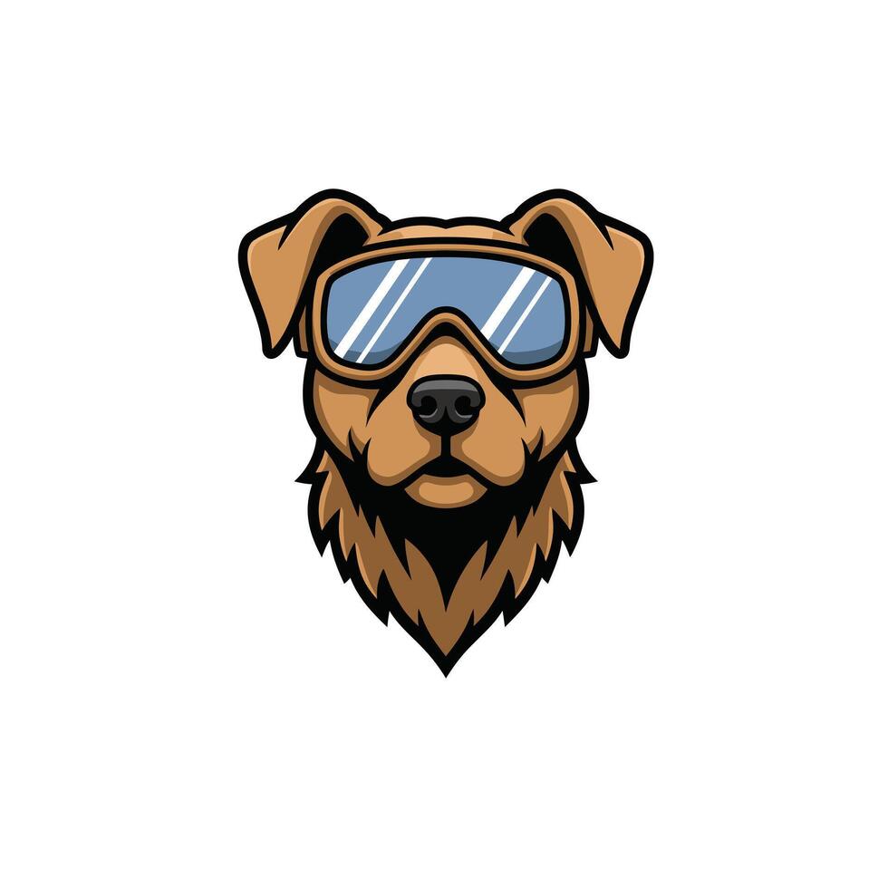 Dog wearing goggles logo design vector