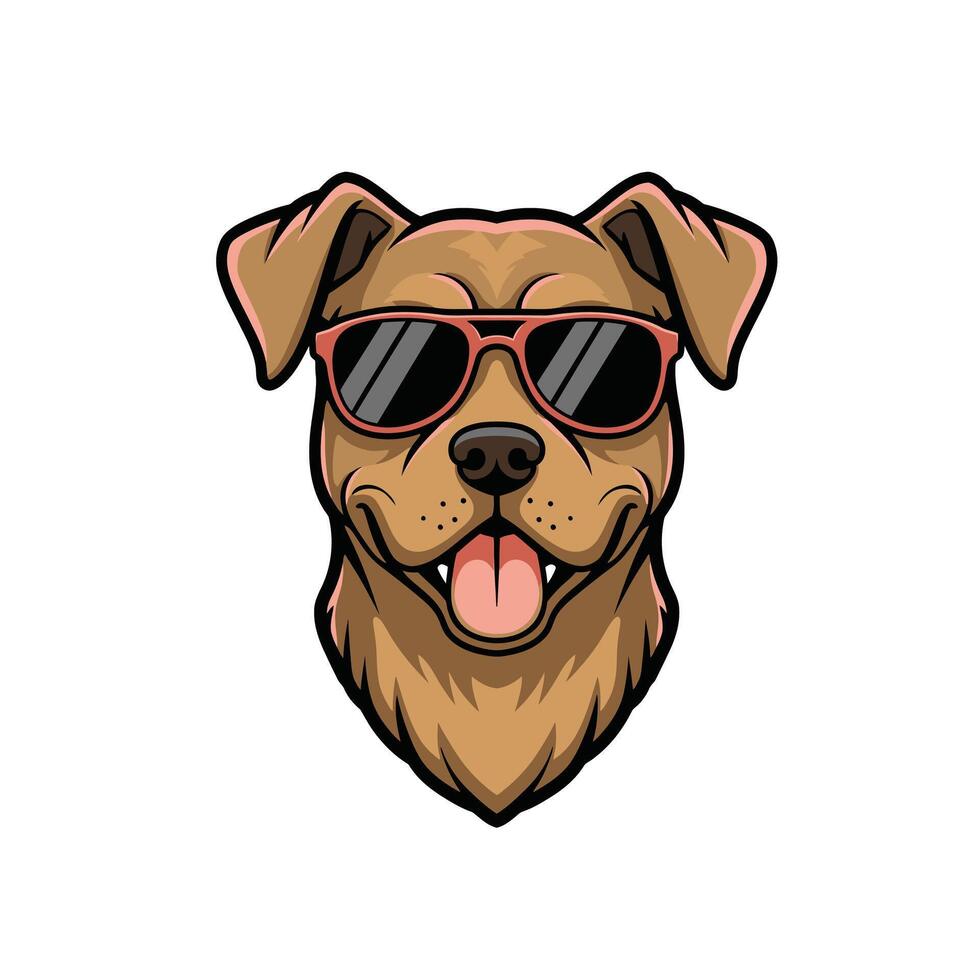 Dog wearing sunglasses logo design on a white background vector
