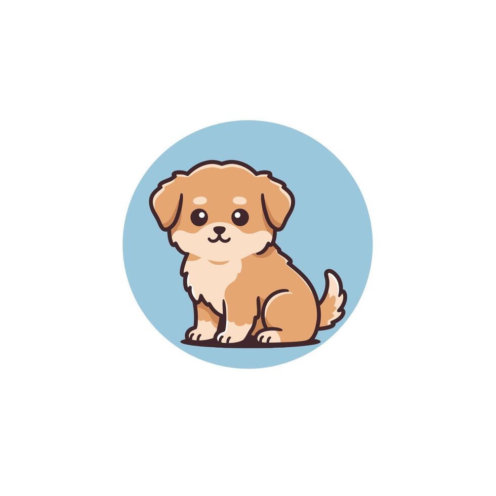 Cute puppy logo design on a blue background vector