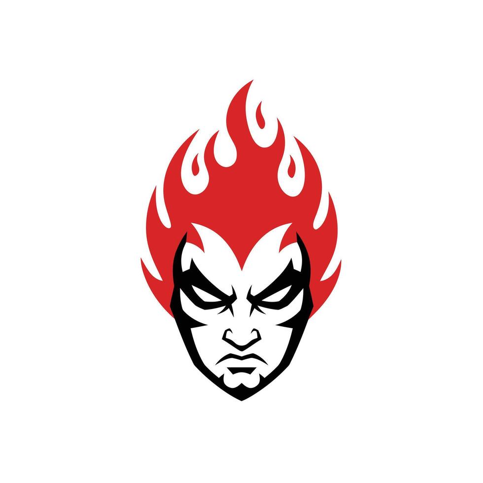 Face of a man with hair on fire logo design vector