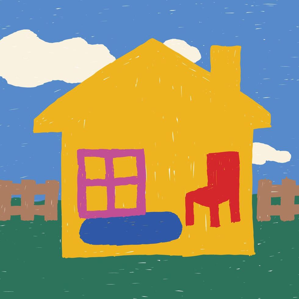 kids drawing scribble home illustration vector