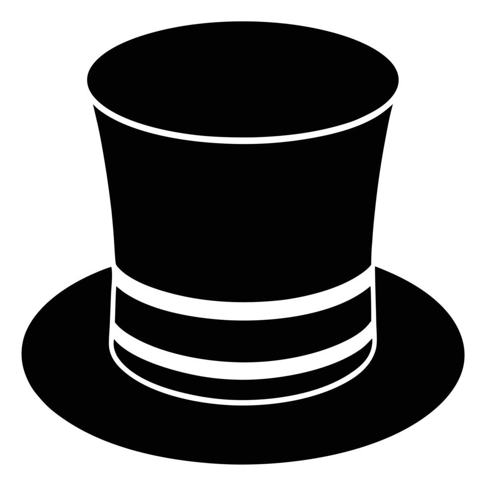 Simple black and white illustration of a classic top hat on white background vector