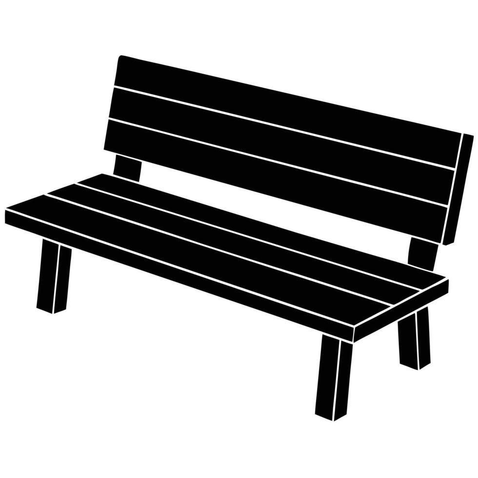 Illustration Of Wooden Park Bench With Backrest In Minimalist Style vector